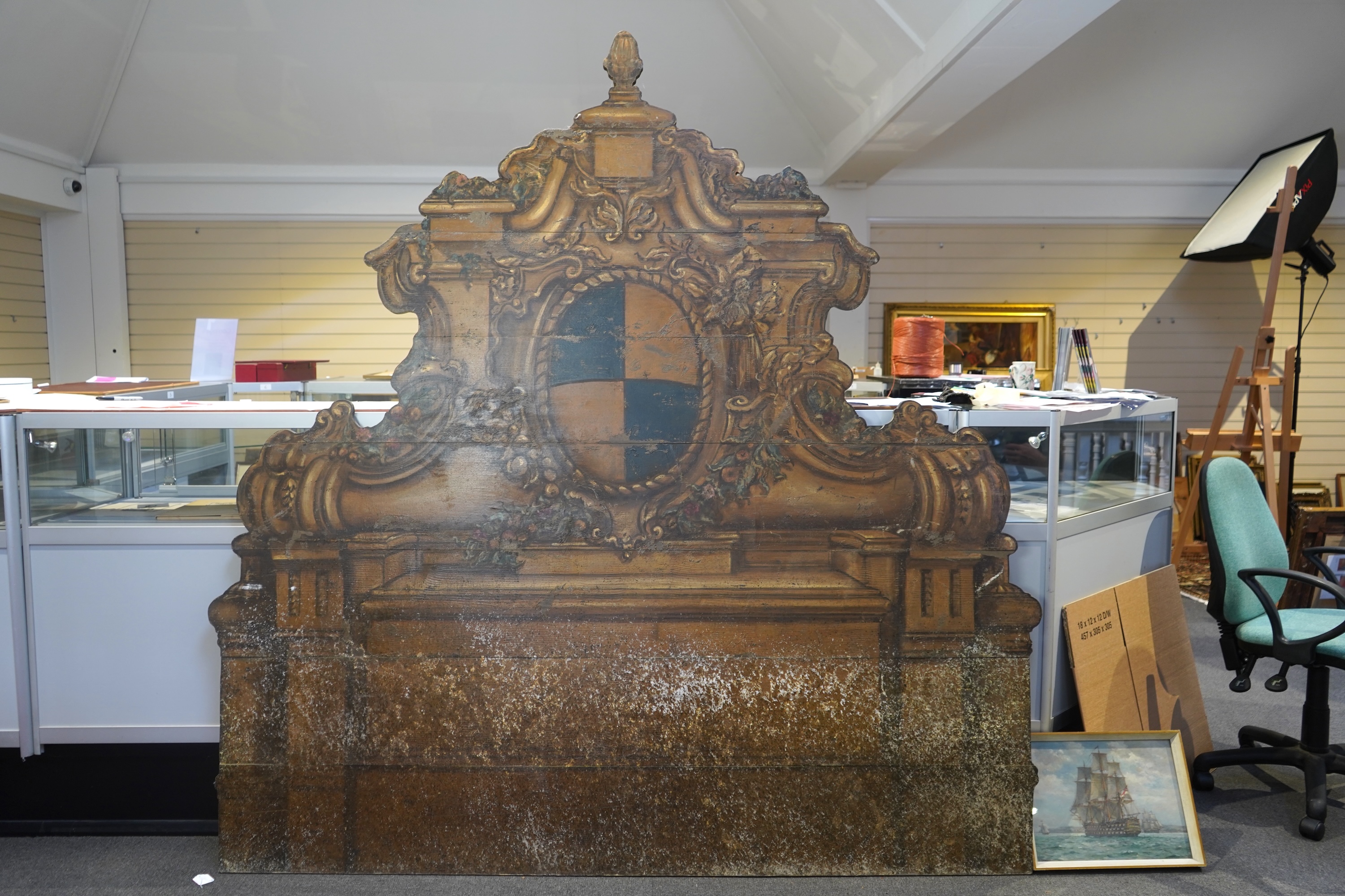 A pair of European painted pine courtyard panels